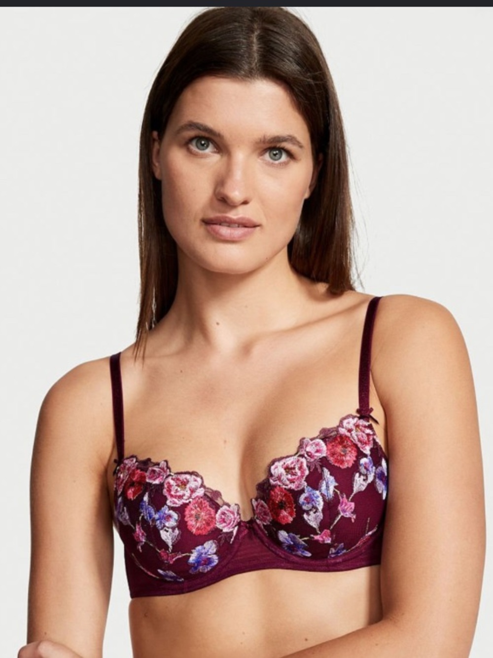 Victoria Secret Women’s Floral embroidered Dream Angels Lined Demi Bra 36DD